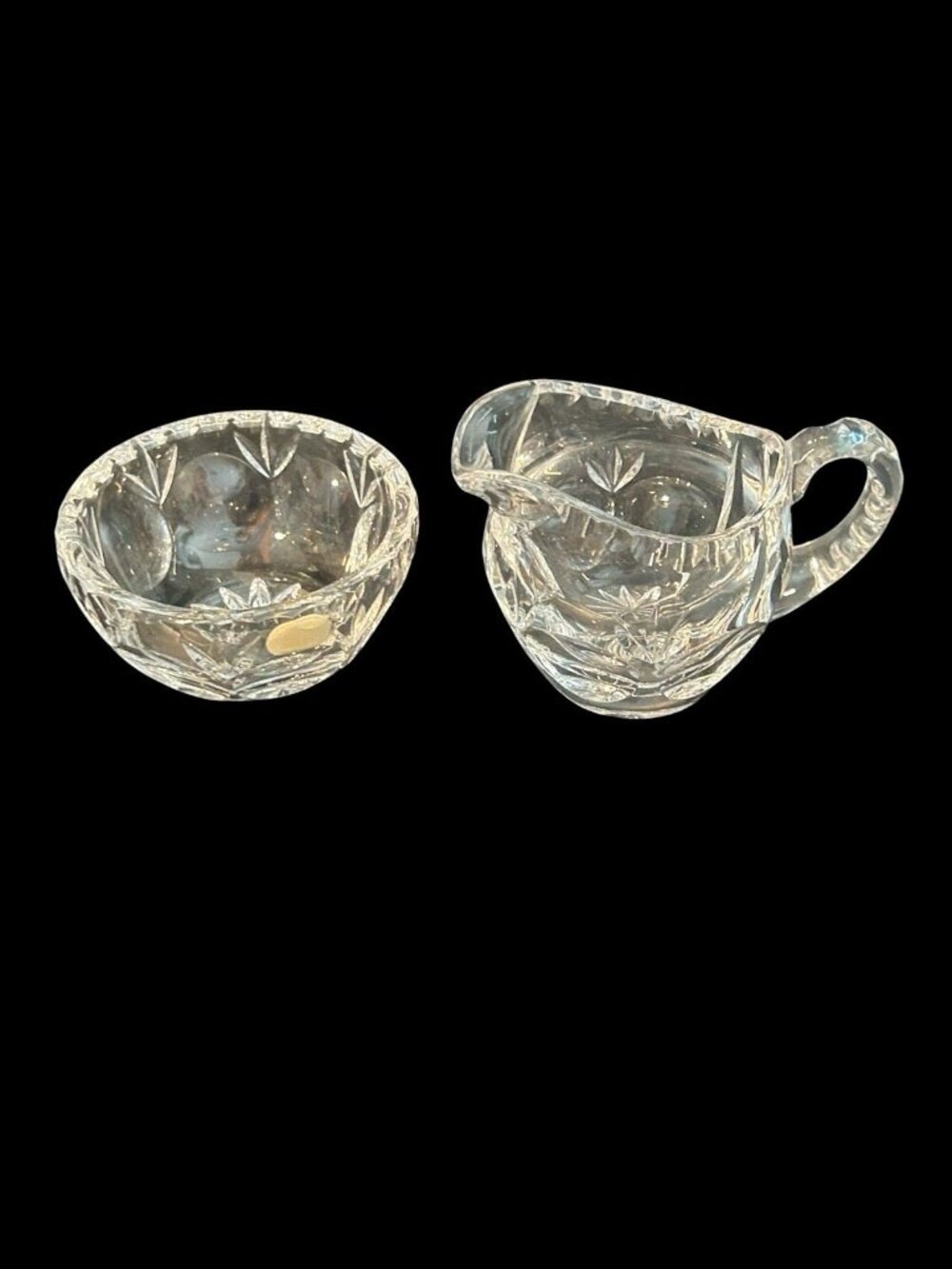Vintage Heavy Hand Cut Crystal Petite Cream and Sugar Set Quality Collectible